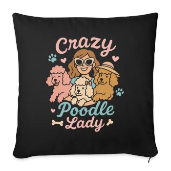 Dame caniche folle - Housse de coussin décorative 45 x 45 cm - noir - Devant