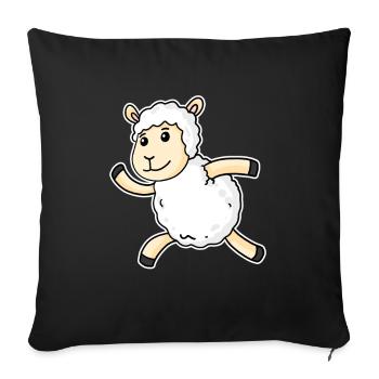 Funny sheep running - Sofa pillowcase 17,3'' x 17,3'' (45 x 45 cm) - black - Front