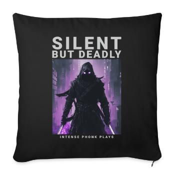 Cadeau Phonk pour joueur d'anime silencieux mais mortel - Housse de coussin décorative 45 x 45 cm - noir - Devant