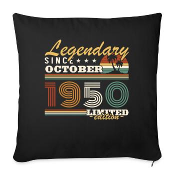 Octobre 1950 Vinatge Retro Cadeau Anniversaire - Housse de coussin décorative 45 x 45 cm - noir - Devant
