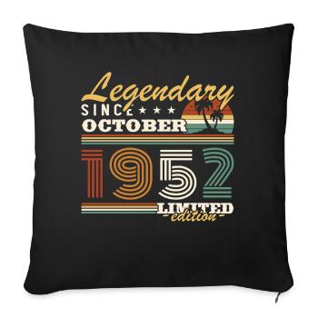 Octobre 1952 Vinatge Retro Cadeau Anniversaire - Housse de coussin décorative 45 x 45 cm - noir - Devant