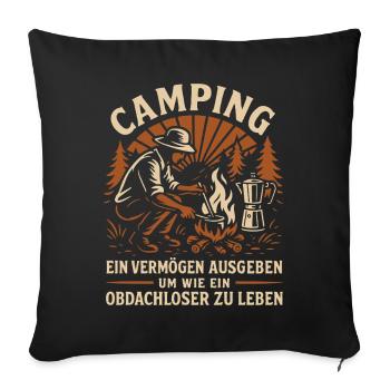 Camping design with humor for enthusiastic campers - Sofa pillowcase 17,3'' x 17,3'' (45 x 45 cm) - black - Front