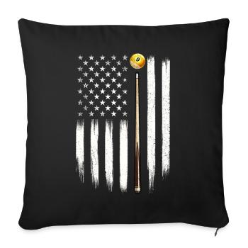 Billiard US Flag Pool Hall Patriotic Cue Player - Sofa pillowcase 17,3'' x 17,3'' (45 x 45 cm) - black - Front
