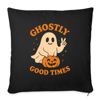 Schauriger Geist mit Kürbis für Halloween - Sofakissenbezug 45 x 45 cm - Schwarz - Vorne