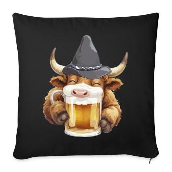 Volksfest Bulle avec verre à bière Beer Festival Tente à bière - Housse de coussin décorative 45 x 45 cm - noir - Devant