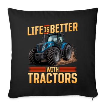 Tracteur Enfants Ferme Mode de vie - Housse de coussin décorative 45 x 45 cm - noir - Devant