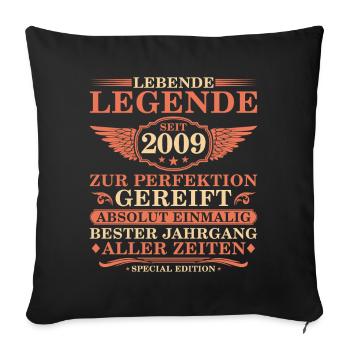 16e anniversaire millésime 2009 - Housse de coussin décorative 45 x 45 cm - noir - Devant