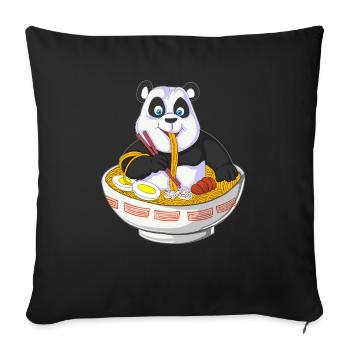 Panda Chef avec design de bol de nouilles - Housse de coussin décorative 45 x 45 cm - noir - Devant