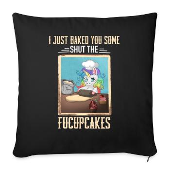 Einhorn Shut Fucupcakes Lustig - Sofakissenbezug 45 x 45 cm - Schwarz - Vorne