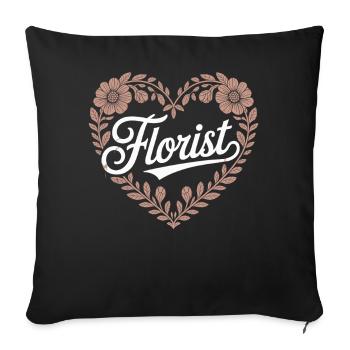 Florist Heart Design - Sofa pillowcase 17,3'' x 17,3'' (45 x 45 cm) - black - Front