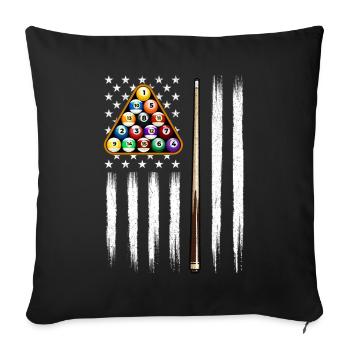 American Flag Billiard Patriotic Cue Sports Art - Sofa pillowcase 17,3'' x 17,3'' (45 x 45 cm) - black - Front