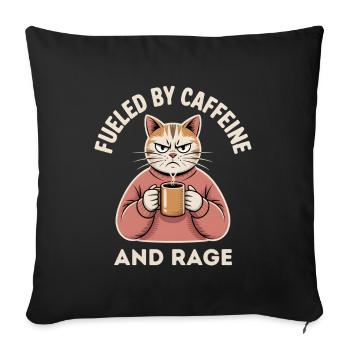 Funny Cat Fueled By Caffeine Tired Mum Coffee  - Sofa pillowcase 17,3'' x 17,3'' (45 x 45 cm) - black - Front
