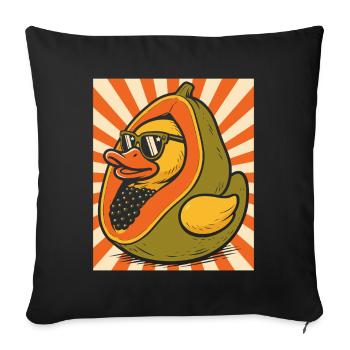 Personnage humoristique de canard papaye - Housse de coussin décorative 45 x 45 cm - noir - Devant
