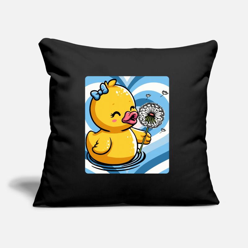 Breloque canard mignon avec pissenlit Housse de coussin décorative 45 x 45 cm