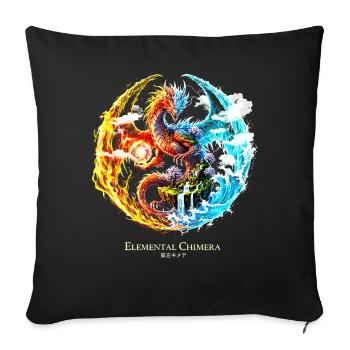 Elemental Chimera – Fire & Water Dragon - Sofa pillowcase 17,3'' x 17,3'' (45 x 45 cm) - black - Front