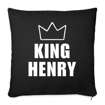 Nom d'Henry avec la lettre H - T-shirt King Crown - Housse de coussin décorative 45 x 45 cm - noir - Devant