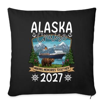 Conception de souvenirs de croisière en Alaska - Housse de coussin décorative 45 x 45 cm - noir - Devant
