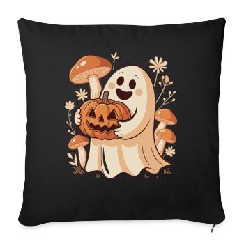 fleurs de citrouille automne forêt nature Halloween - Housse de coussin décorative 45 x 45 cm - noir - Devant