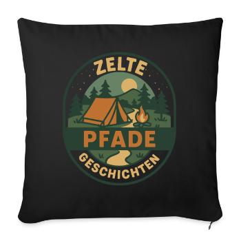 Tentes Chemins Histoires Camping Design - Housse de coussin décorative 45 x 45 cm - noir - Devant