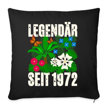 Légendaire depuis 1972 Fleurs - Housse de coussin décorative 45 x 45 cm - noir - Devant