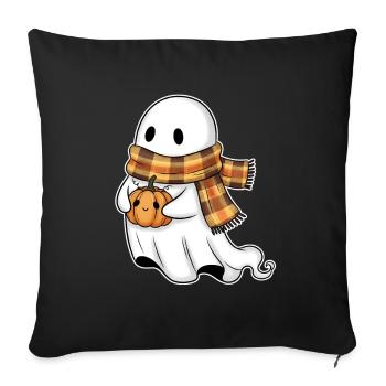 Autumnal spirit with pumpkin and scarf - Sofa pillowcase 17,3'' x 17,3'' (45 x 45 cm) - black - Front