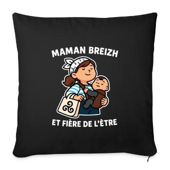 Brittany - Proud Breton mother Breizh and Triskel - Sofa pillowcase 17,3'' x 17,3'' (45 x 45 cm) - black - Front