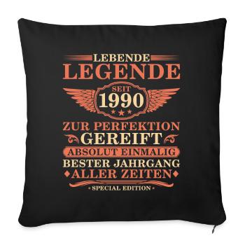 35e anniversaire Année millésime 1990 - Housse de coussin décorative 45 x 45 cm - noir - Devant