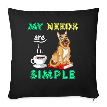German Shepherd, Books and Coffee – Dog Lover Tee - Sofa pillowcase 17,3'' x 17,3'' (45 x 45 cm) - black - Front