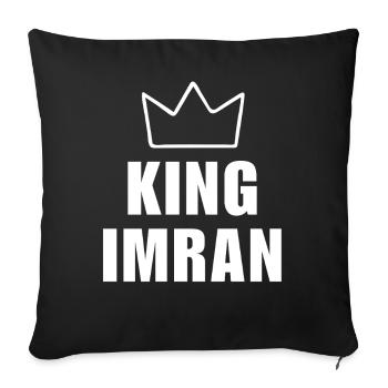 T-shirt avec le nom d'Imran et la lettre I - Couronne du Roi - Housse de coussin décorative 45 x 45 cm - noir - Devant