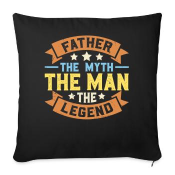 Papa Père Fête des Pères - Housse de coussin décorative 45 x 45 cm - noir - Devant