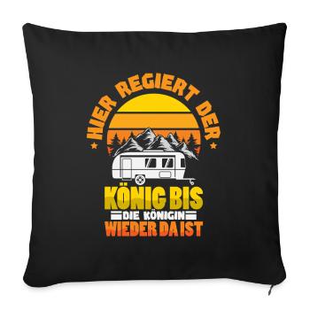 Camper Camping Caravane Dicton - Housse de coussin décorative 45 x 45 cm - noir - Devant