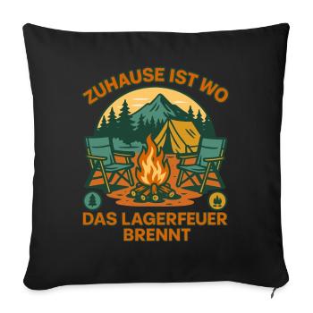 La maison est l’endroit où le feu de camp brûle Camping - Housse de coussin décorative 45 x 45 cm - noir - Devant