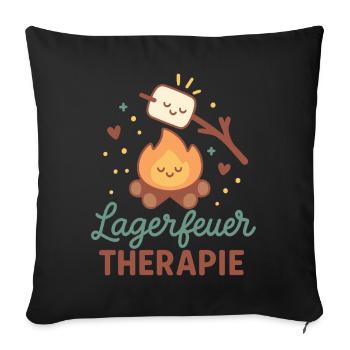 Campfire Therapy Camping Adventure Camper Nature - Sofa pillowcase 17,3'' x 17,3'' (45 x 45 cm) - black - Front