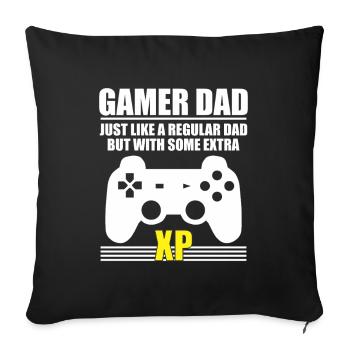 papa gamer - Housse de coussin décorative 45 x 45 cm - noir - Devant