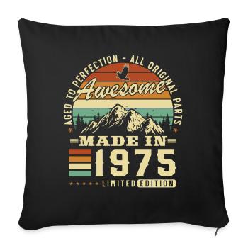 1975 Vintage Retro Geburtstagsgeschenk - Housse de coussin décorative 45 x 45 cm - noir - Devant
