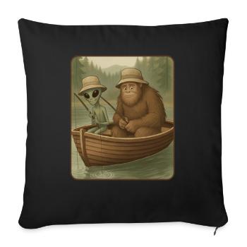 Pêche, Pêcheur, Pêcheur, Pêche, Bigfoot, Alien - Housse de coussin décorative 45 x 45 cm - noir - Devant