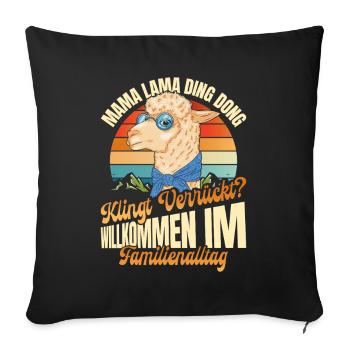 Werdende Mutter MAMA LAMA DING DONG Lustiges - Sofakissenbezug 45 x 45 cm - Schwarz - Vorne
