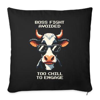 Bosskampf gemieden: Zu entspannt | Kuh Humor - Housse de coussin décorative 45 x 45 cm - noir - Devant