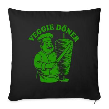 Veggie Döner - Fast Food - Vegan Kebab - Sofa pillowcase 17,3'' x 17,3'' (45 x 45 cm) - black - Front