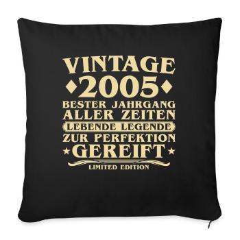 Vintage 2005 Vintage Born 20 Years - Sofa pillowcase 17,3'' x 17,3'' (45 x 45 cm) - black - Front