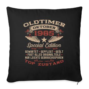 40. Geburtstag Geschenk Oldtimer Oktober 1985 - Sofakissenbezug 45 x 45 cm - Schwarz - Vorne