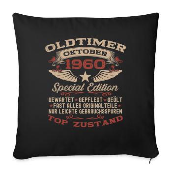 Cadeau 65ème anniversaire Voiture Ancienne Octobre 1960 - Housse de coussin décorative 45 x 45 cm - noir - Devant