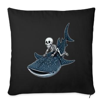 Squelette sur requin baleine Rhincodon - Housse de coussin décorative 45 x 45 cm - noir - Devant
