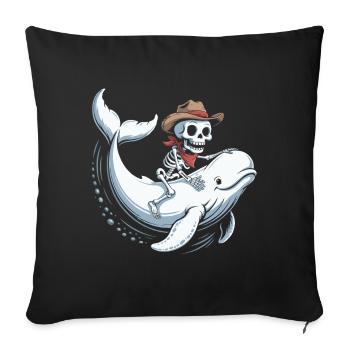 Skull Cowboy on Beluga Whale - Sofa pillowcase 17,3'' x 17,3'' (45 x 45 cm) - black - Front