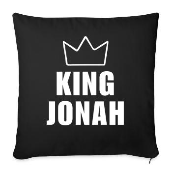 Jona Name mit Buchstabe J - King Crown Hemd - Sofakissenbezug 45 x 45 cm - Schwarz - Vorne