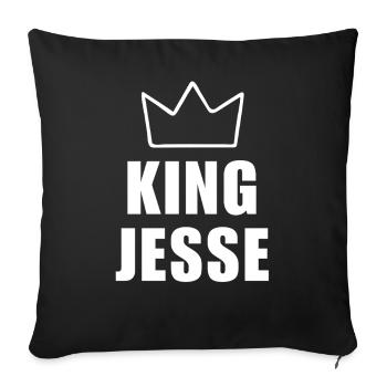 Jesse Name with Letter J - King Crown Shirt - Sofa pillowcase 17,3'' x 17,3'' (45 x 45 cm) - black - Front