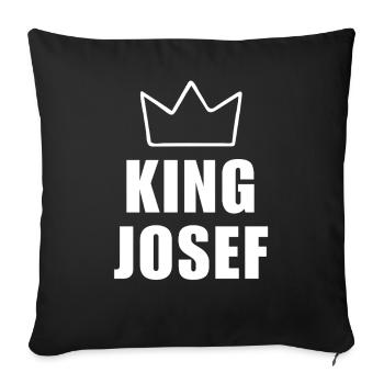 Josef Name with Letter J - King Crown Shirt - Sofa pillowcase 17,3'' x 17,3'' (45 x 45 cm) - black - Front