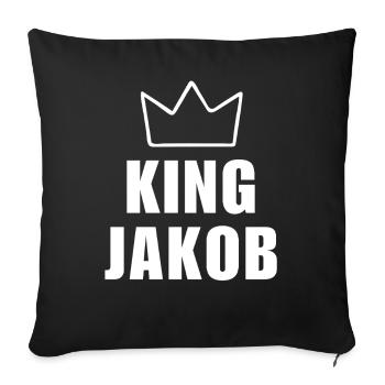 Nom Jakob avec lettre J - Chemise King Crown - Housse de coussin décorative 45 x 45 cm - noir - Devant