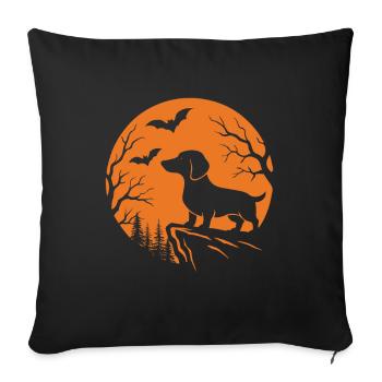 Weiner Dog Moon Spooky Halloween Dachshund - Sofa pillowcase 17,3'' x 17,3'' (45 x 45 cm) - black - Front