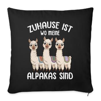 Alpaga Fan LA MAISON EST LÀ OÙ SONT MES ALPAGAS - Housse de coussin décorative 45 x 45 cm - noir - Devant